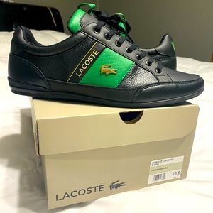 chaymon black & green leather lacoste sneakers